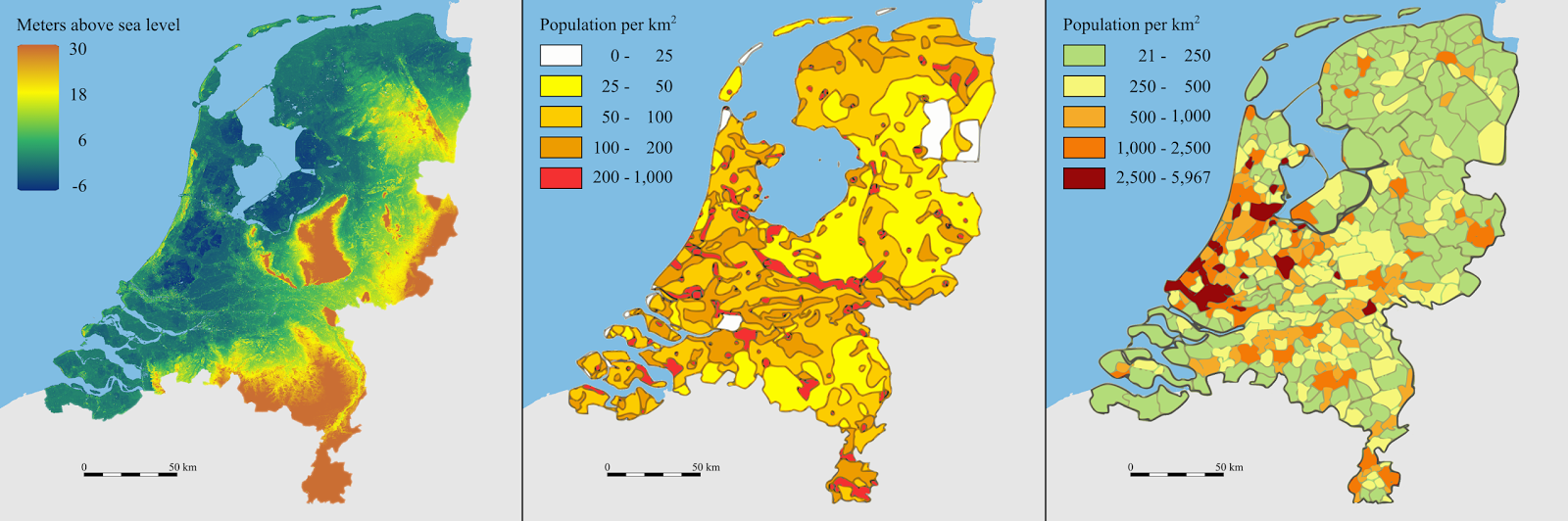 Netherlands Elevation Map Zip Code Map